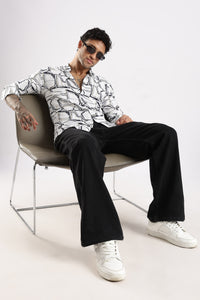 White Printed Slim Fit Cotton Full Sleeve Casual Shirt