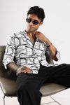 White Printed Slim Fit Cotton Full Sleeve Casual Shirt