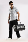 Grey Floral Printed Slim Fit Cotton Half Sleeve Casual Shirt