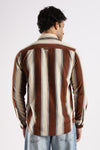 Brown Roman Stripes Slim Fit Full Sleeve Casual Shirt
