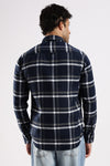 Men Navy Cotton Slim Fit Full Sleeve Checkered Shirt