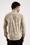 Brown Abstract Floral Print Slim Fit Full Sleeve Shirt