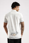 White & Grey Abstract Print Half Sleeve Casual Shirt  Description