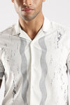 White & Grey Abstract Print Half Sleeve Casual Shirt  Description