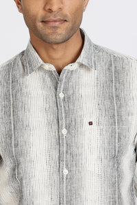 Men Navy Stripes Full Sleeve Slim Fit Casual Shirts