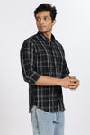 Men Green Checkered  Full Sleeve Slim Fit Casual Shirt