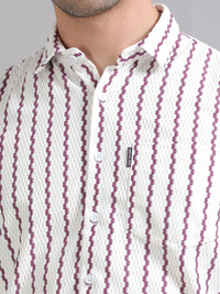 Men Purple Full Sleeve knitted Dobby Casual Shirt