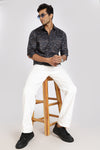 Men Blue Floral Print Full Sleeve Slim Fit Casual Shirts