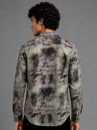 Men Beige Slim Fit Printed Full Sleeve Casual Shirt