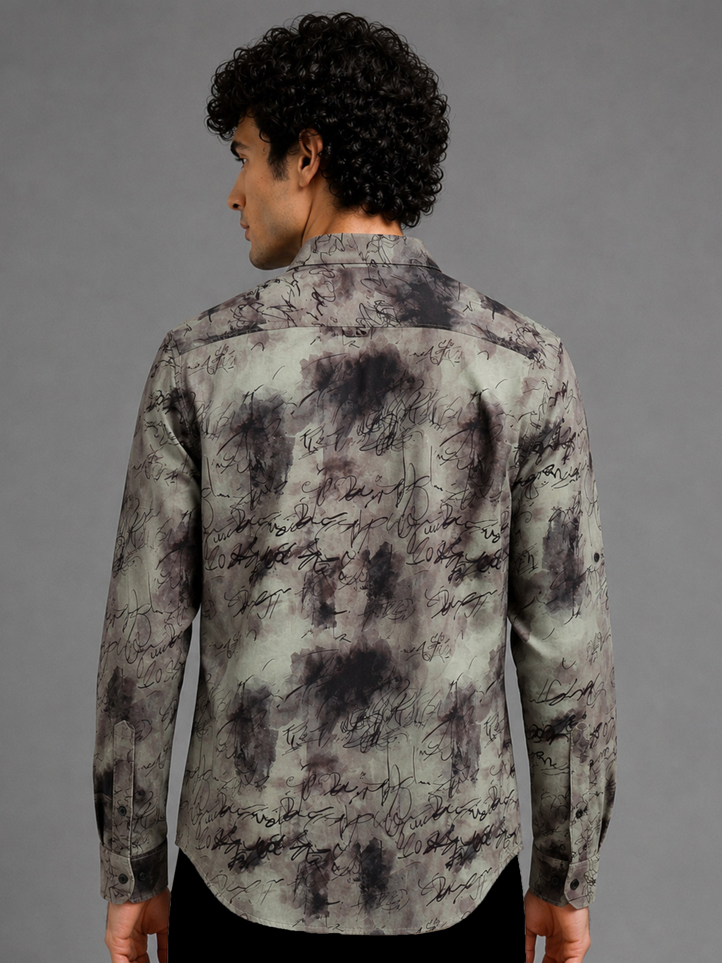 Men Beige Slim Fit Printed Full Sleeve Casual Shirt