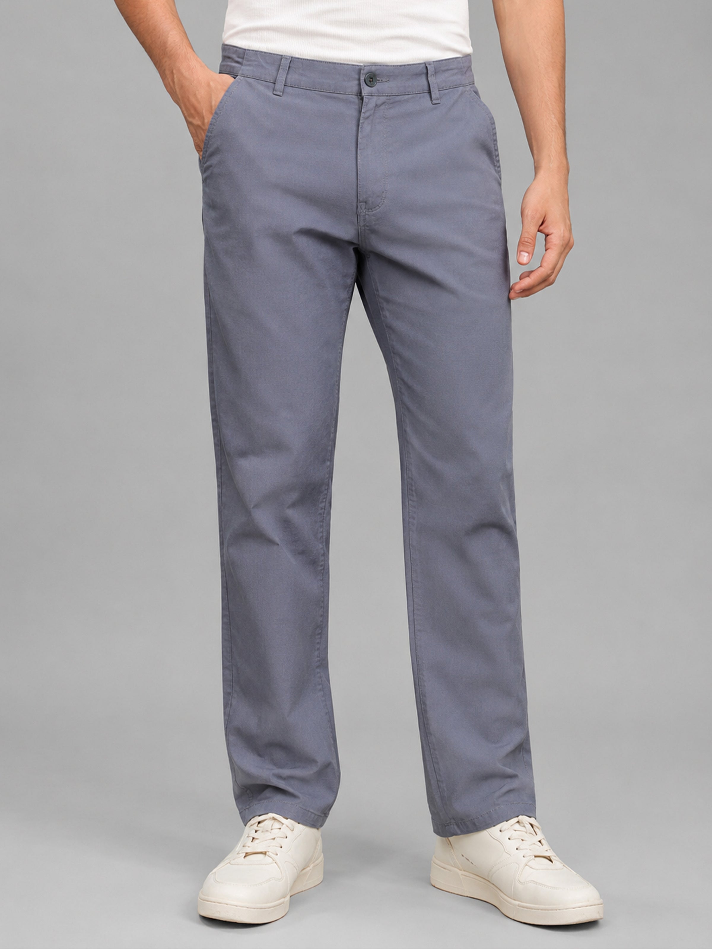 Men's Grey Drift Fit Linen Trousers | Solid Design | Relaxed Silhouette | Smart-Casual & Everyday Wear