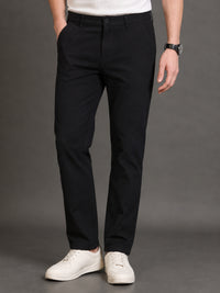 Men's Black Drift Fit Linen Trousers | Solid Design | Contemporary Fit | Smart-Casual & Office Wear