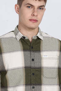 Black Tartan Checks Slim Fit Full Sleeve Shirt