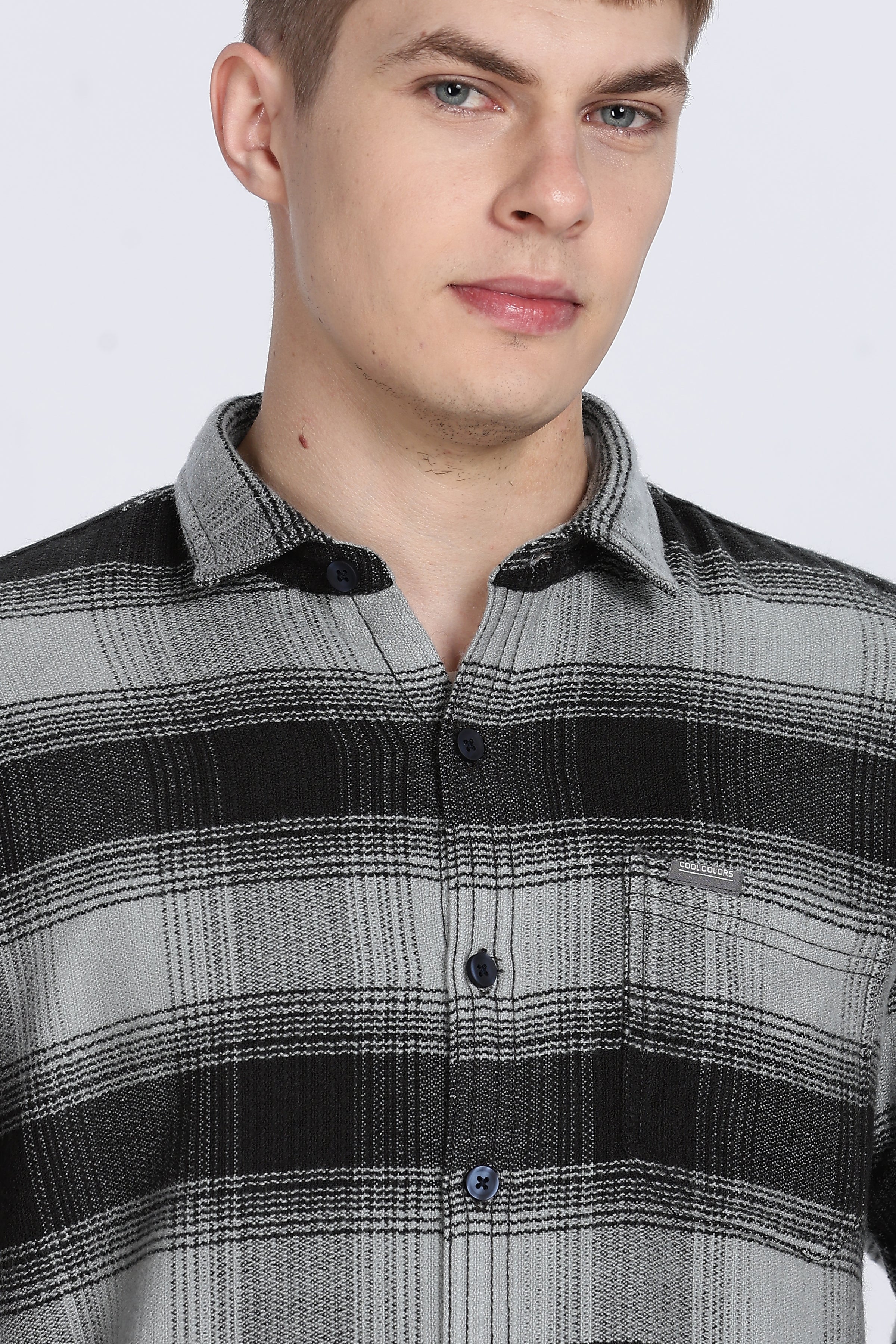Black Plaid Checked Slim Fit Full Sleeve Shirt