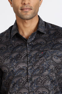 Men Blue Floral Print Full Sleeve Slim Fit Casual Shirts