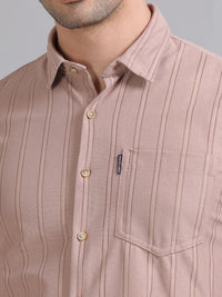 Men Brown Full Sleeve knitted Dobby Casual Shirt