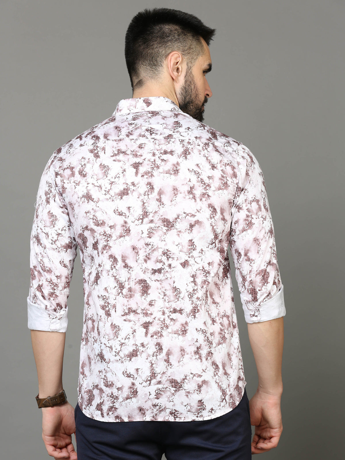 Men's Purple Slim Fit Printed Full Sleeves Casual Shirts
