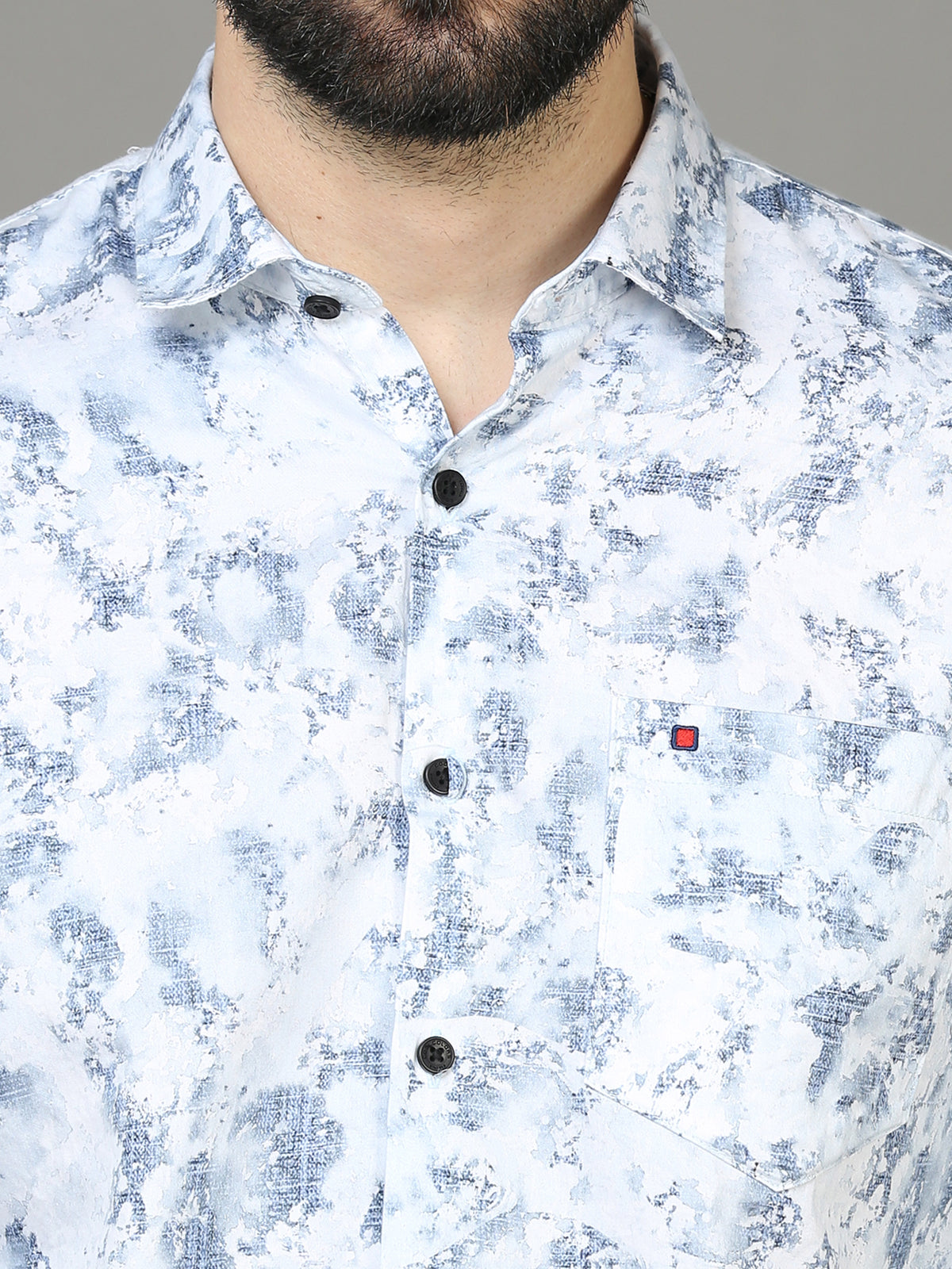 Men's Blue Slim Fit Printed Full Sleeves Casual Shirts
