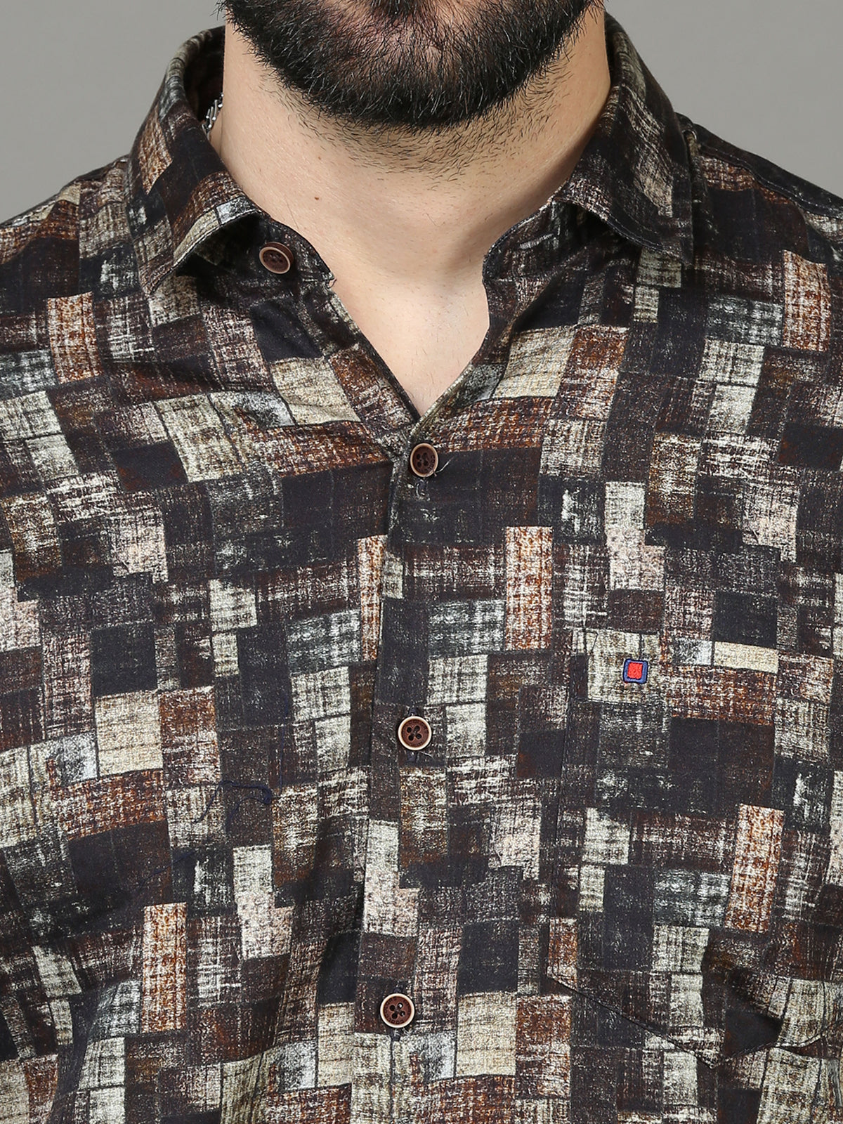 Shop Men's Brown & Grey Slim Fit Printed Full Sleeves Casual Shirt Online.