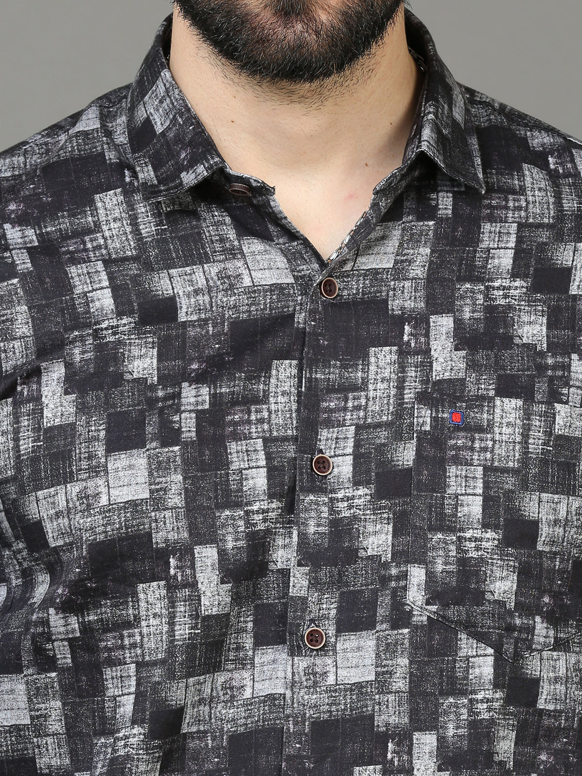 Shop Men's Black & Grey Slim Fit Printed Full Sleeves Casual Shirt Online.