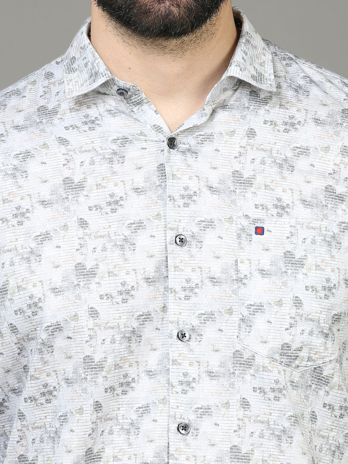 Shop Men's Grey Slim Fit Printed Full Sleeves Casual Shirt Online.