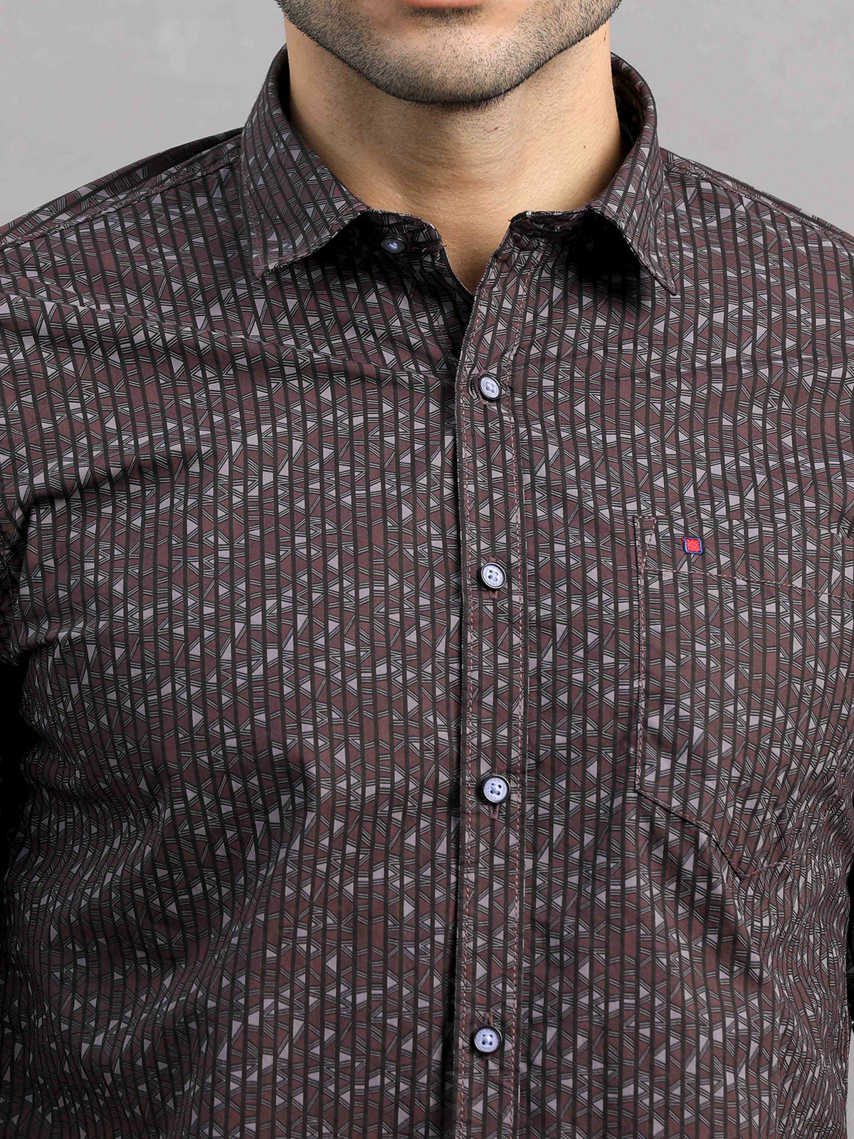 Shop Men's Red Cotton Slim Fit Full Sleeves Printed Casual Shirt Online.