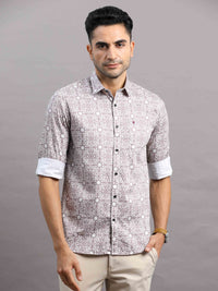 Men's Pink Slim Fit Printed Full Sleeves Casual Shirt