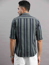 Men's Green Slim Fit Striped Full Sleeves Casual Shirt