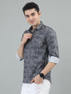 Men Light Green Slim Fit Digital Printed  Full Sleeve Casual Shirt