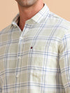 Men Light Green Slim Fit Checks Full Sleeve Casual Shirt