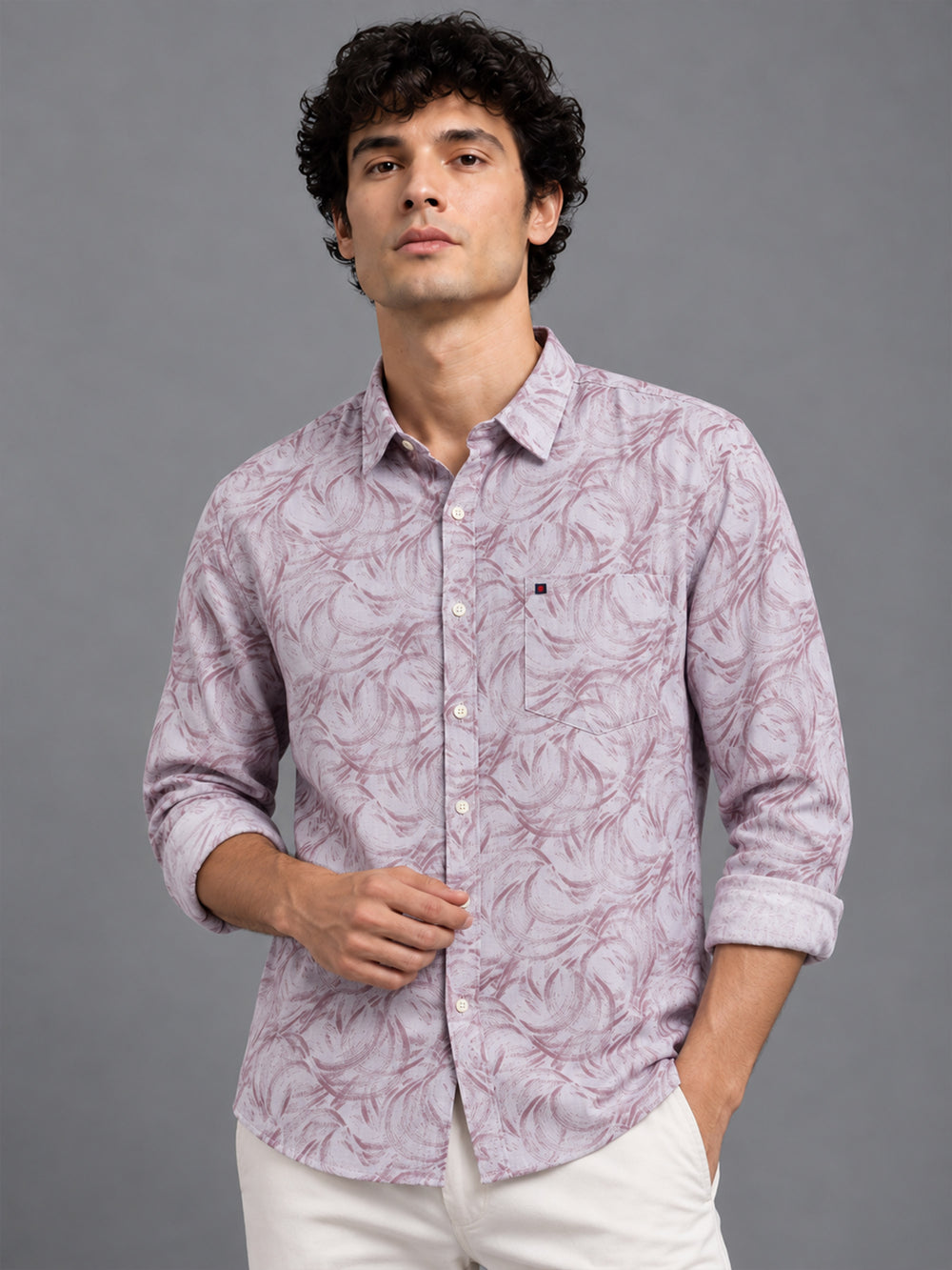 Men’s Purple Abstract Paisley Printed Slim Fit Casual Shirt