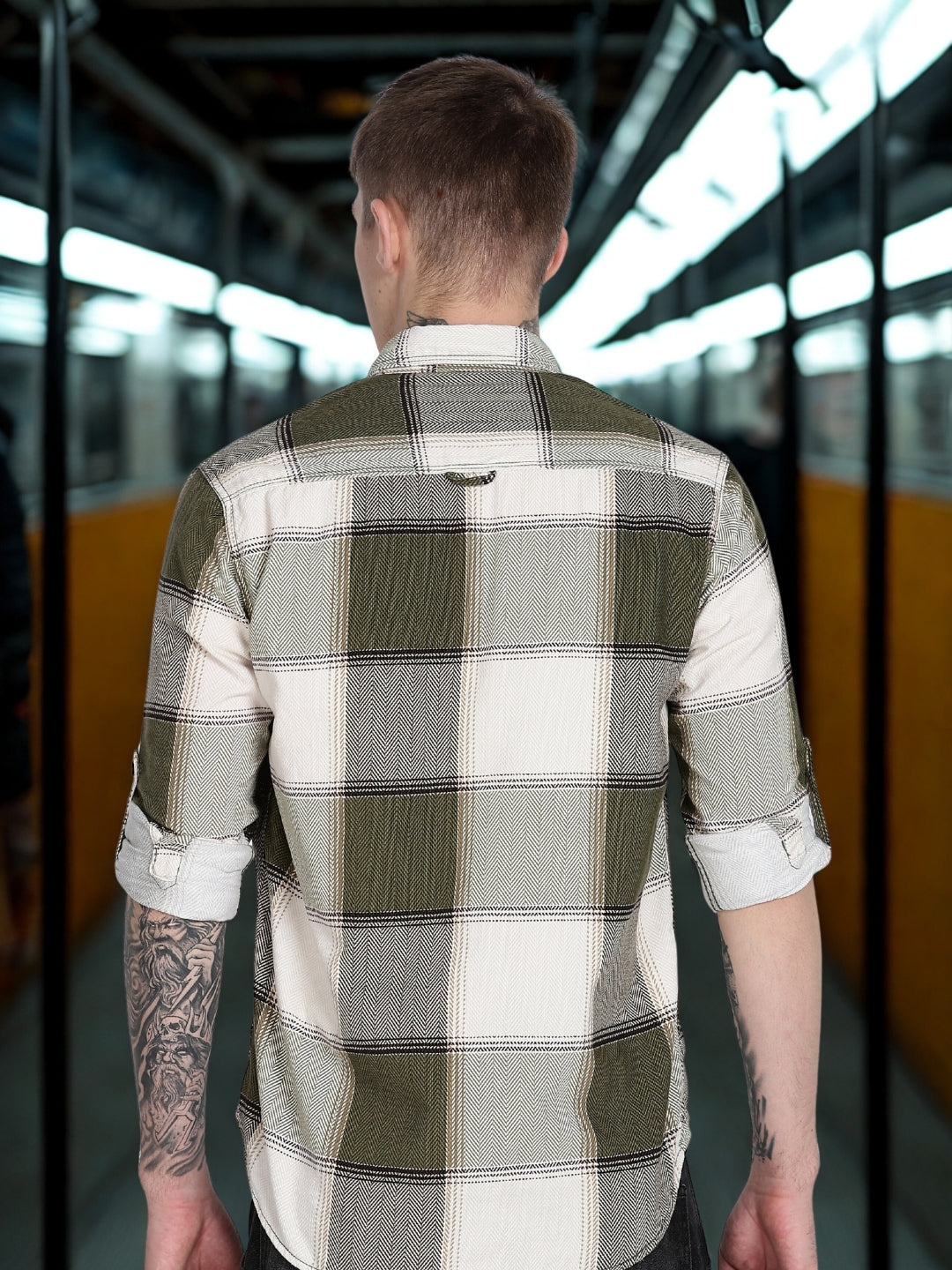 Black Tartan Checks Slim Fit Full Sleeve Shirt