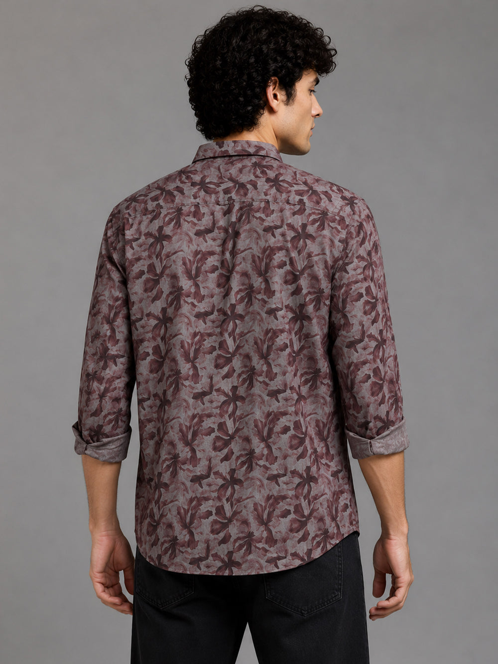 Men Pink Slim Fit Floral Printed Full Sleeve Casual Shirt