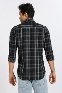 Men Green Checkered  Full Sleeve Slim Fit Casual Shirt
