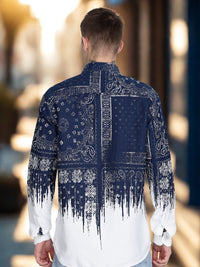 Navy Floral Print Slim Fit Full Sleeve Casual Shirt
