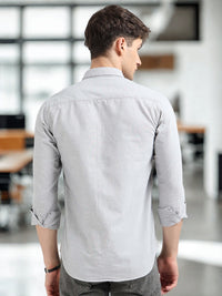 Grey Solid Regular Fit Casual Shirts