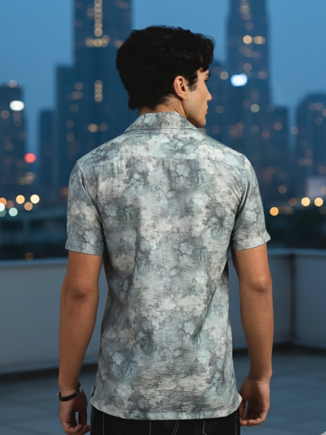 Men Light Green Slim Fit Printed Half Sleeve Casual Shirt