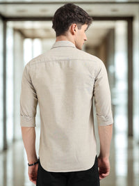 Khaki Oxford Slim Fit Casual Shirts