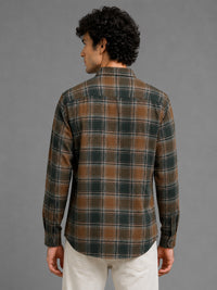 Men Green Slim Fit Plaid Check Full Sleeve Casual Shirt