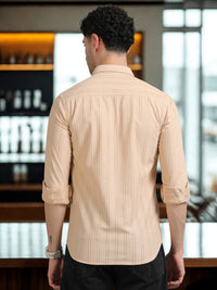 Men Cream Full Sleeve knitted Dobby Casual Shirt