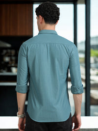 Men Green Full Sleeve knitted Dobby Casual Shirt