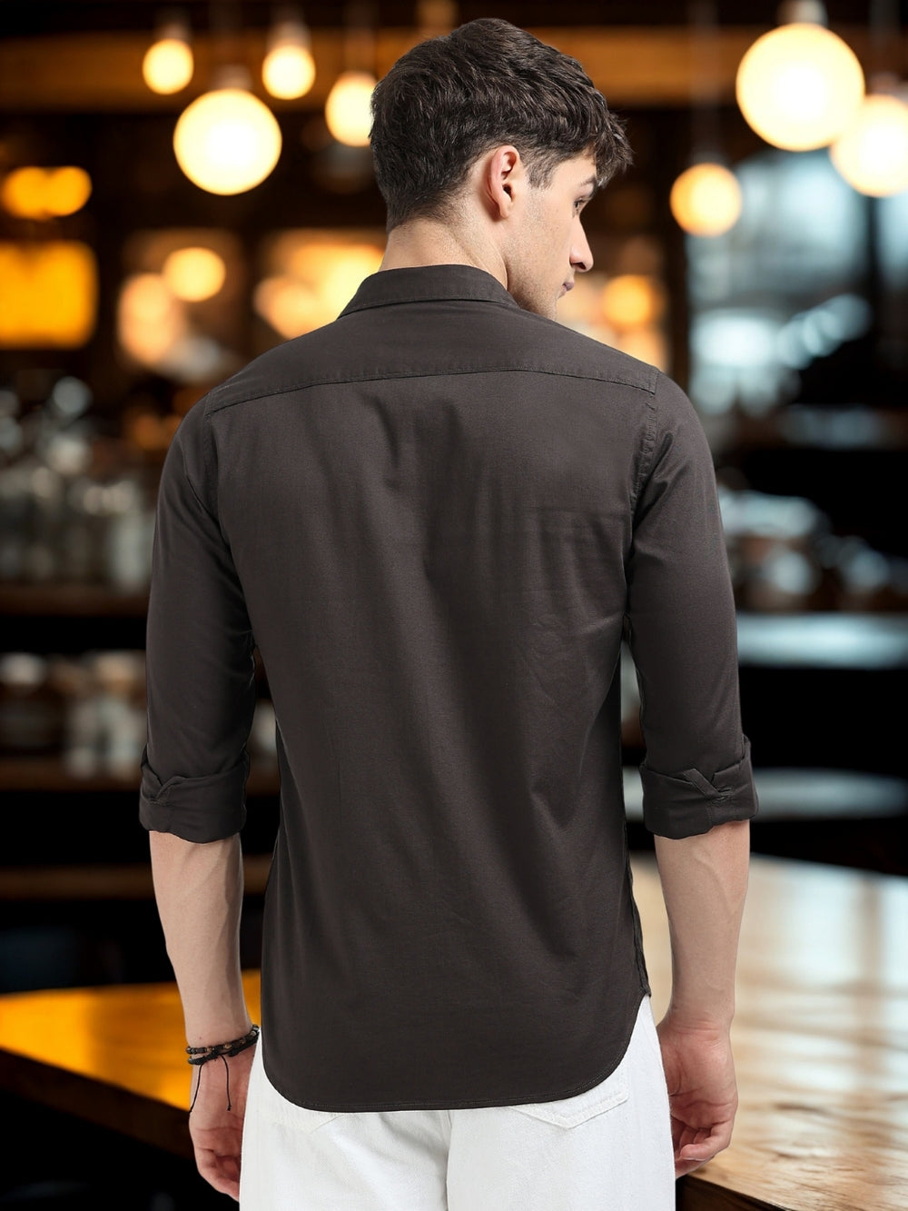 Dk Green Solid Slim Fit Casual Shirts