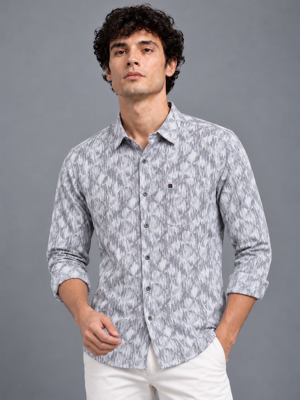 Men's Light Green Slim Fit Premium Abstract Printed Casual Shirt