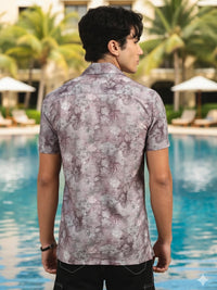 Men Pink  Slim Fit Printed Half Sleeve Casual Shirt