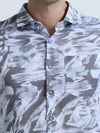 Men's Blue Slim Fit Printed Full Sleeve Casual Shirt