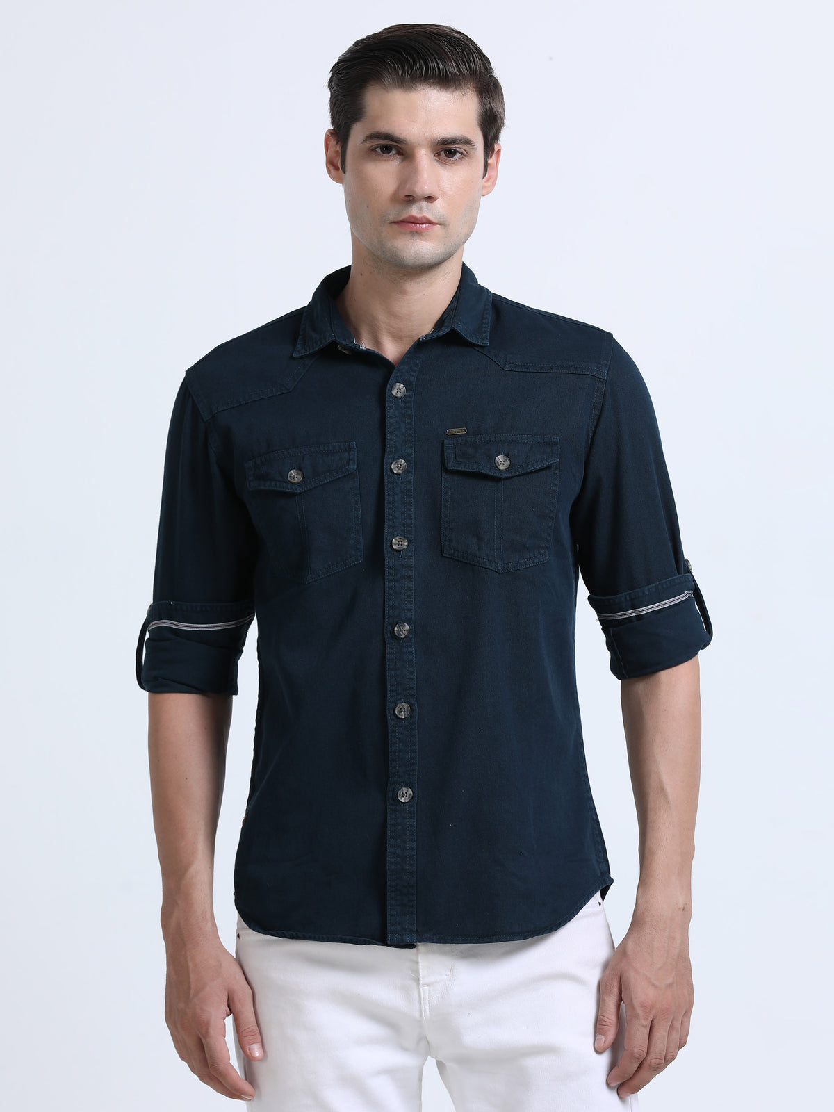 Shop Men's Blue RFD Denim Slim Fit Full Sleeve Casual Shirt Online.