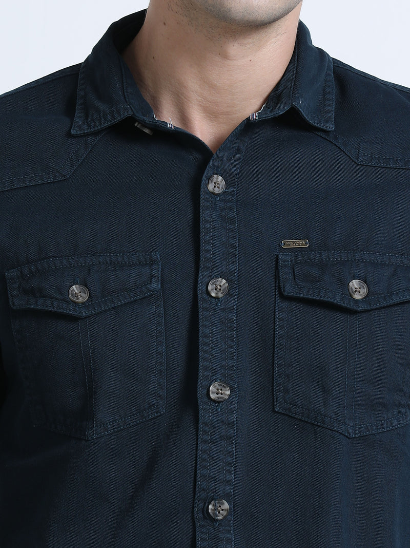 Shop Men's Blue RFD Denim Slim Fit Full Sleeve Casual Shirt Online.