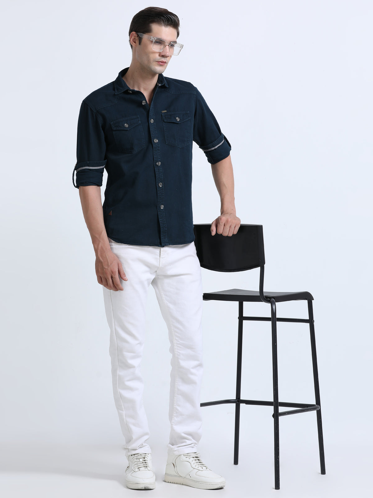 Shop Men's Blue RFD Denim Slim Fit Full Sleeve Casual Shirt Online.