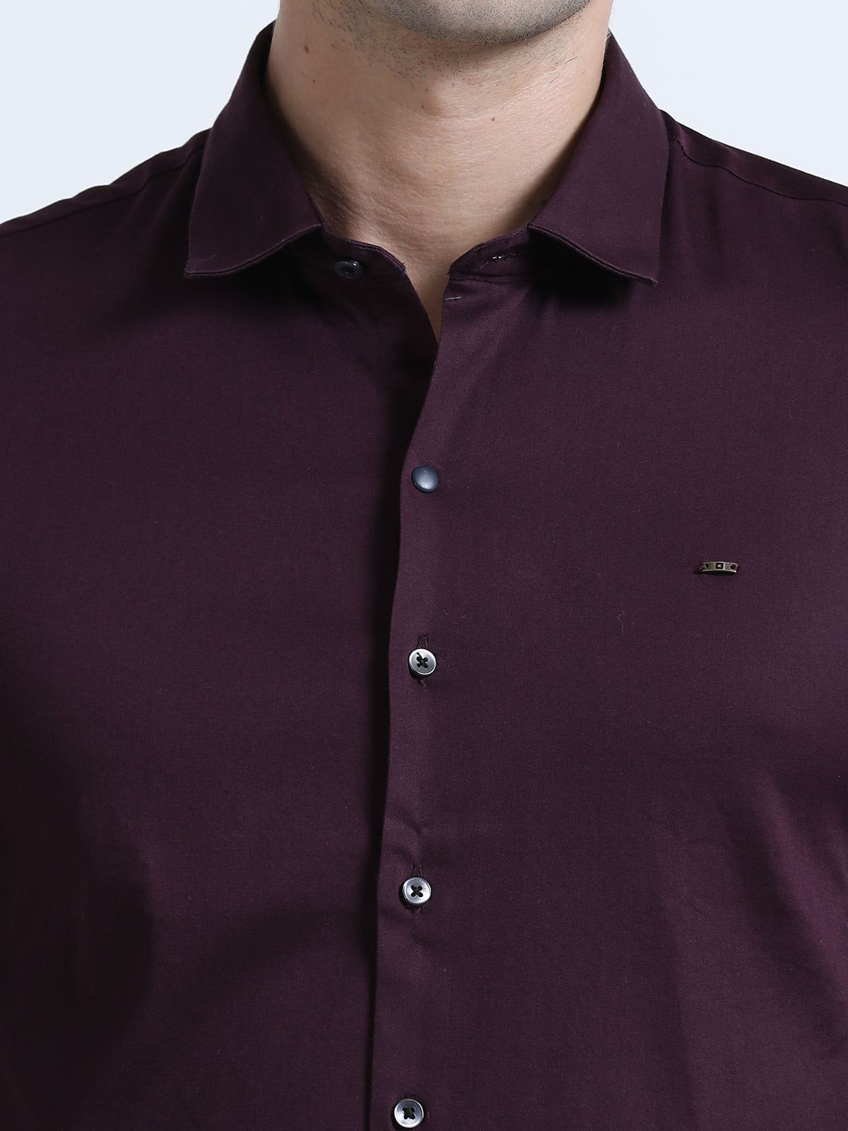 Men's Wine Slim Fit Solid Full Sleeve Satin Casual Shirt
