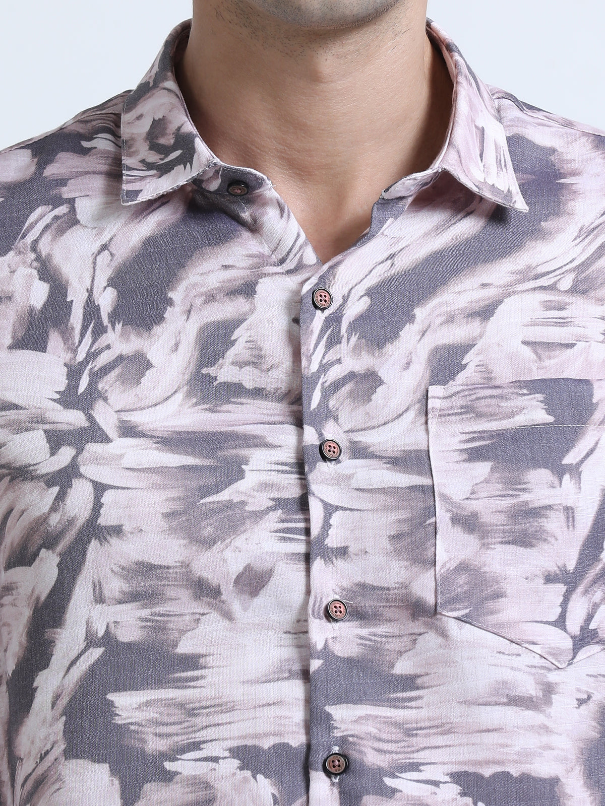 Shop Men's Cream Printed Casual Slim Fit Shirt Online.